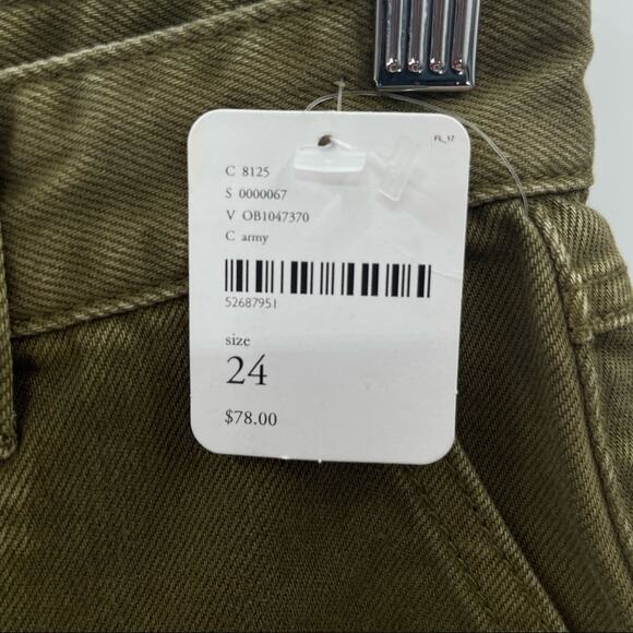 NWT Free People Jesse Army Green High Rise Button Fly Raw Hem Jean Shorts 24 - Picture 5 of 8